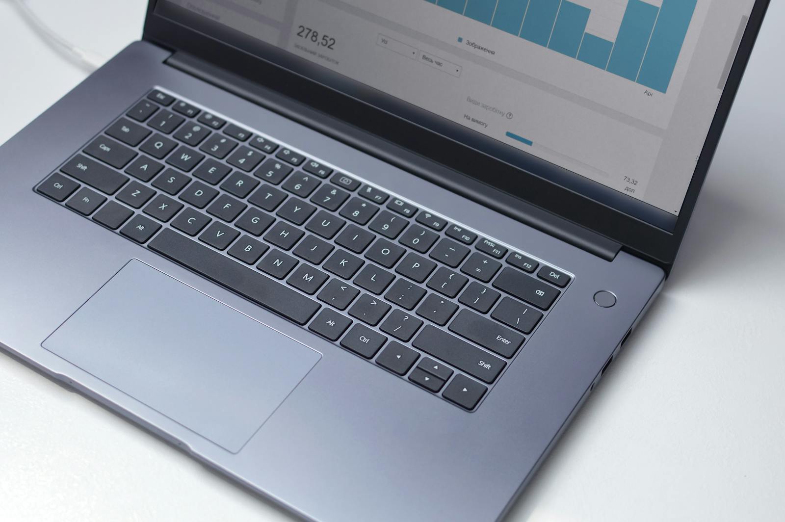 Laptop showing SaaS analytics dashboard